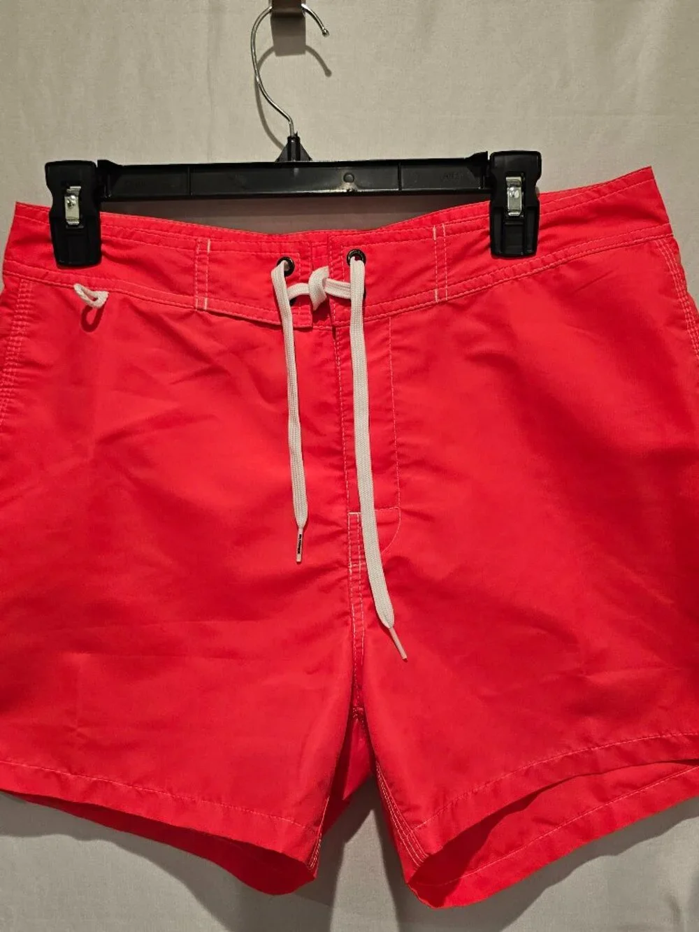 Sundek Men's Striped Board Shorts Size 30 Red Blue Drawstring Mesh Lined Swim